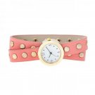 Pink Round Studded Wrap Watch FREE SHIPPING