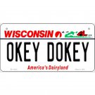 Okey Dokey Wisconsin State Background Novelty Metal Bicycle Plate FREE SHIPPING