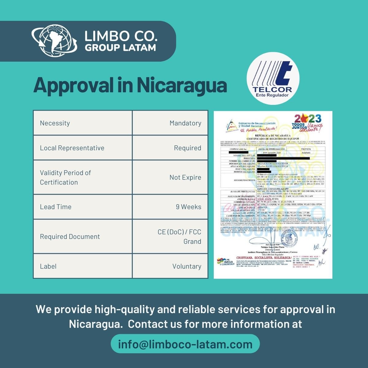 Approval in Nicaragua