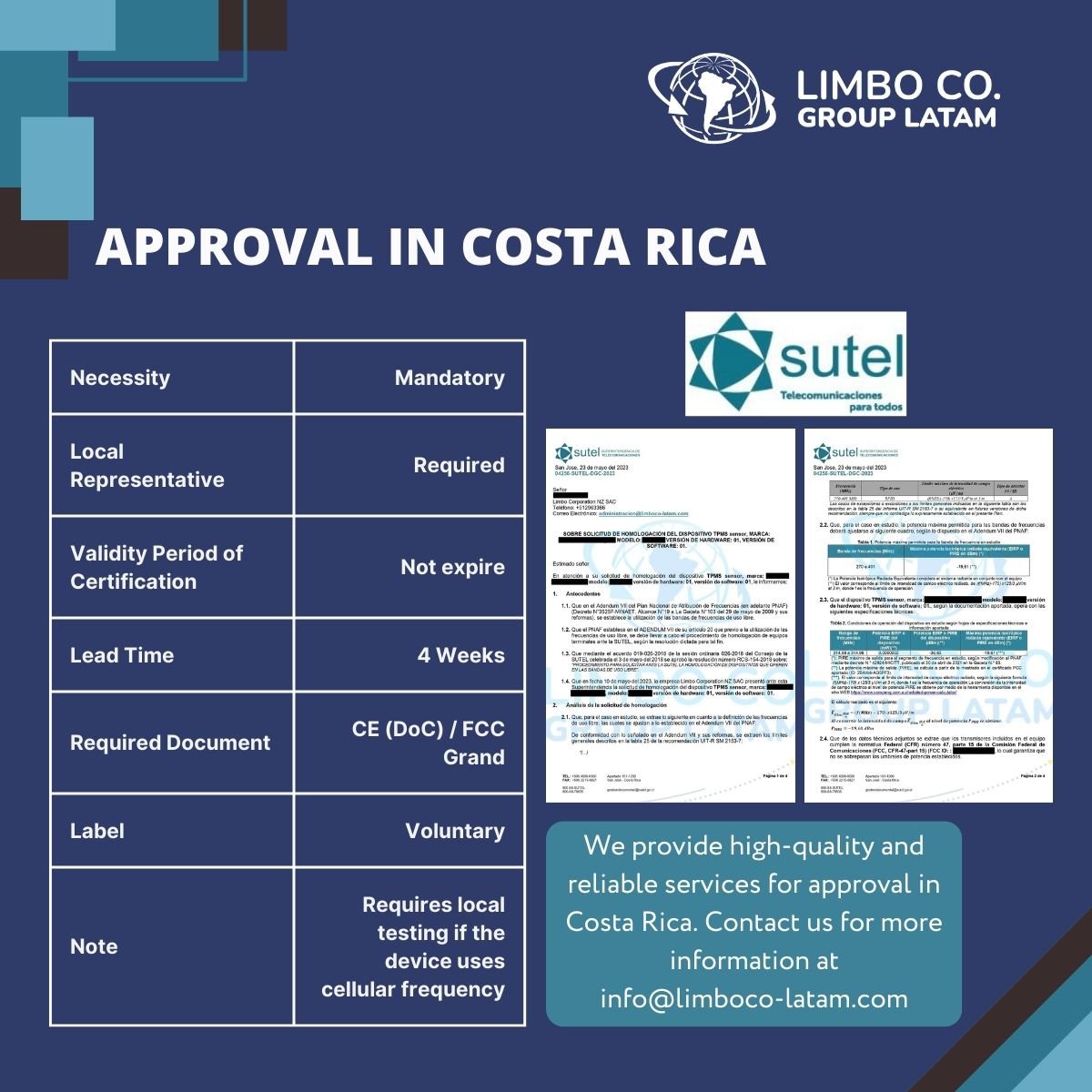 Approval in Costa Rica