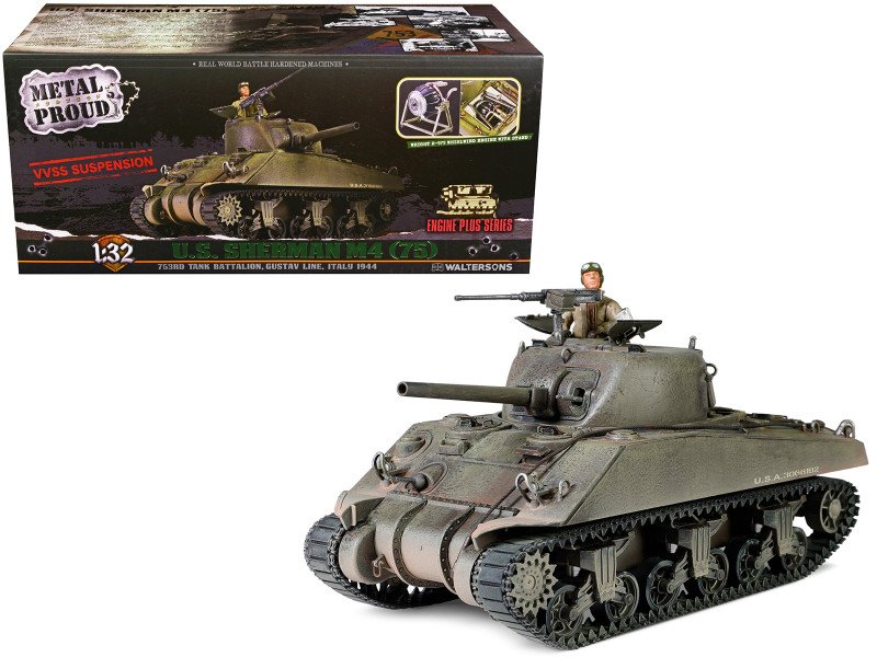 Sherman M4 (75) Medium Tank U.S. "753th Tank Battalion 1/32 Diecast Model by Metal Proud