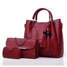 PU leather women lady handbag set 3 in 1