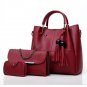 PU leather women lady handbag set 3 in 1