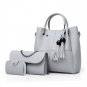 PU leather women lady handbag set 3 in 1