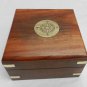 Antique Style Brass Portable Sundial & Compass in a Wooden Box - BNIB