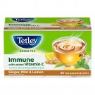 Tetley | Ginger, Mint & Lemon Flavored Green Tea | Immune with Added Vitamin C | 25 Tea Bags