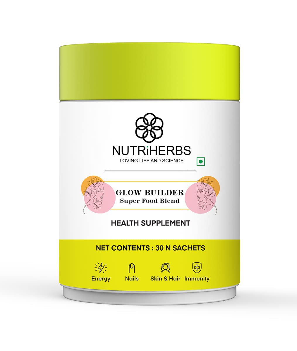 NUTRI HERBS Glow Builder For Glowing & Youthful Skin, Promotes Hair Growth