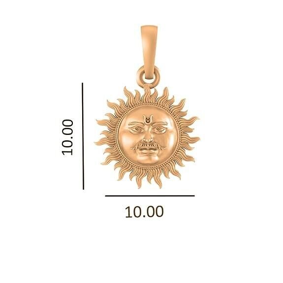925 Sterling Silver 22k Gold Plated Spiritual God Sun/ Surya Pendant Locket