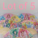 BRAND NEW Japanese Folding Fan Lot of 5 Precure Pretty Cure SENSU JAPAN Import