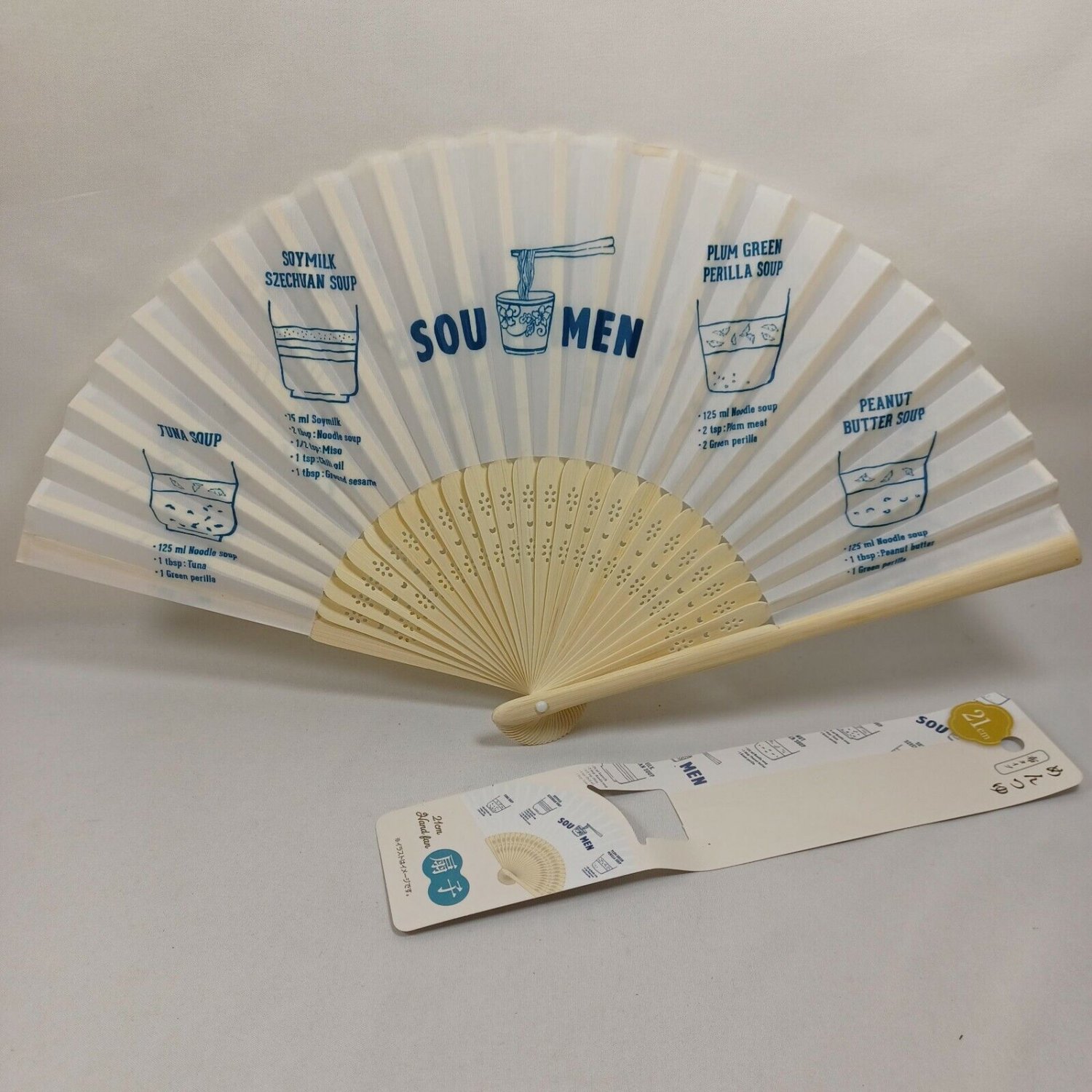 BRAND NEW Japanese Folding Fan White base Soumen SENSU JAPAN JPN karinpia