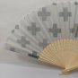BRAND NEW Japanese Folding Fan Gray cross SENSU JAPAN JP JPN karinpia