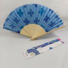 BRAND NEW Japanese Folding Fan Light blue Cross SENSU JAPAN JPN karinpia
