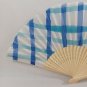 BRAND NEW Japanese Folding Fan Checkered pattern Blue SENSU JAPAN JP Takeda