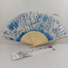 BRAND NEW Japanese Folding Fan Big Flower Blue SENSU JAPAN JP Takeda