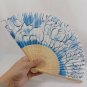 BRAND NEW Japanese Folding Fan Big Flower Blue SENSU JAPAN JP Takeda