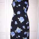 Black summer dress with blue roses