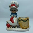 1978 Christmas Luvkins Mrs Claus Rabbit Cat Knitting Votive Candle Jasco
