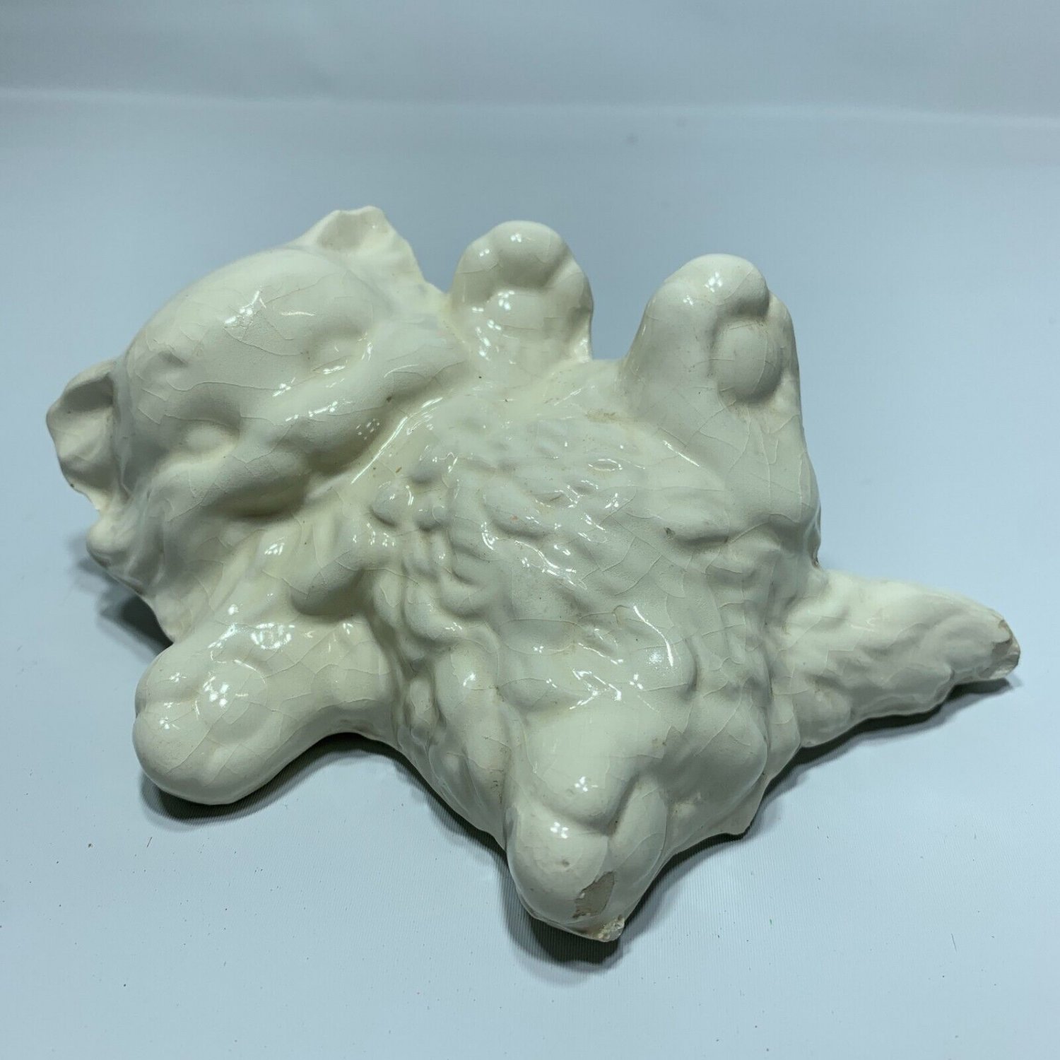 Playing White Persian Kitten Kitty Cat Glazed Ceramic Belly Rub Approx 5"