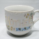 Vintage Mother Coffee Cup Mug Floral Pattern with Gold Lettering Made in Japan