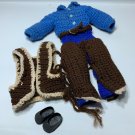 Crocheted Cowboy Clothes Chaps Vest Belt Outfit for 14" doll Western Vaquero