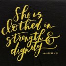 She Is Clothed In Strength and Dignity Proverbs 31:25 Women's M Black T-Shirt