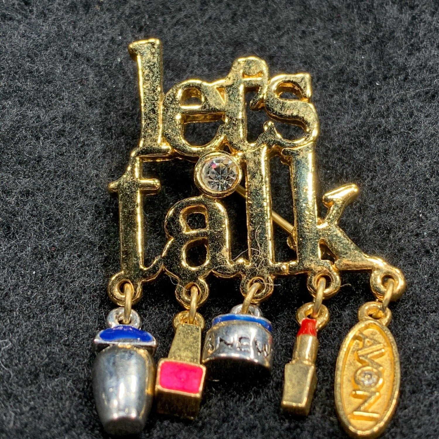 Vintage Brooch Pin Lets Talk Avon Gold Tone Womens Costume Fashion Jewelry