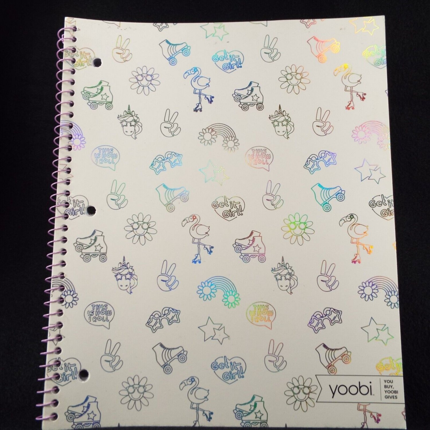 Yoobi Retro Girl Holo Foil Design Notebook 100 Page College Ruled 1 Subject