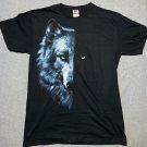 White Wolf Shadow Good Evil Graphic Tee Black T-Shirt Medium Lone Alpha