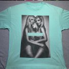 Get Lucky 2 Sexy Women Holding Each Other 2XL Graphic T-Shirt Teal Blue