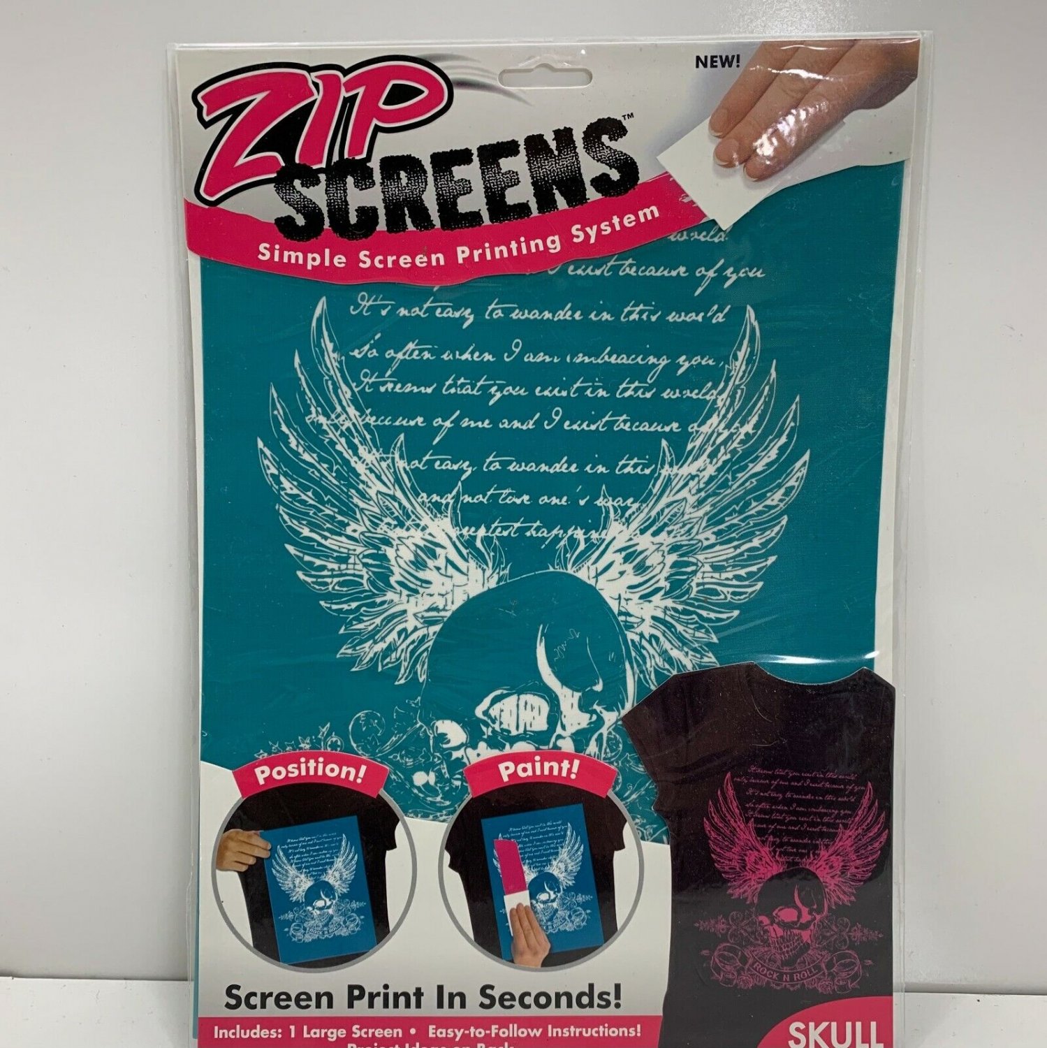 Zip Screens Winged Skull Screen Printing System Rock and Roll Angel