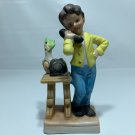 Boy on Phone Bisque Figurine Vintage Made In Japan Cute
