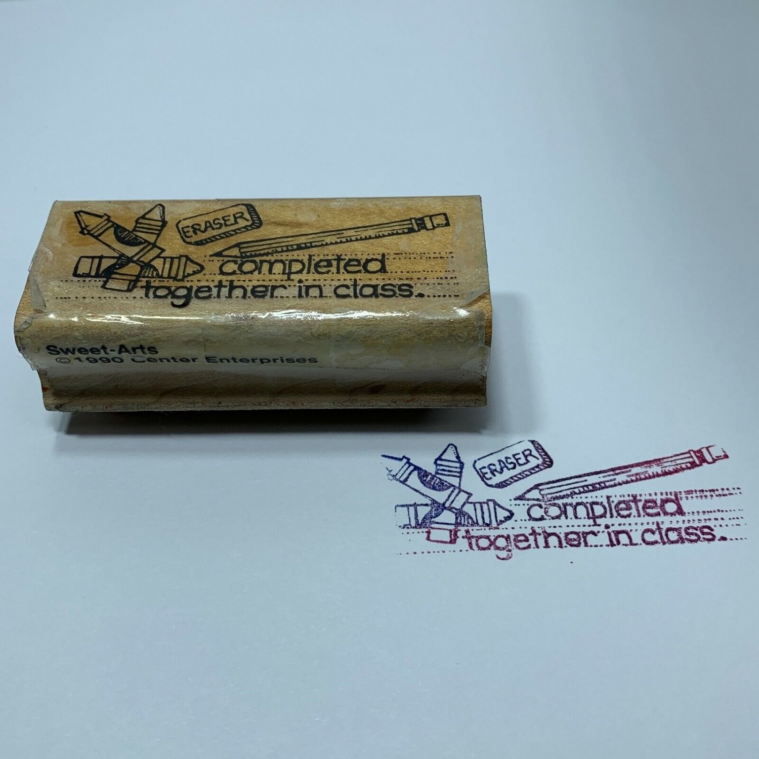Completed Together In Class Rubber Stamp Teacher School Sweet Arts Vintage