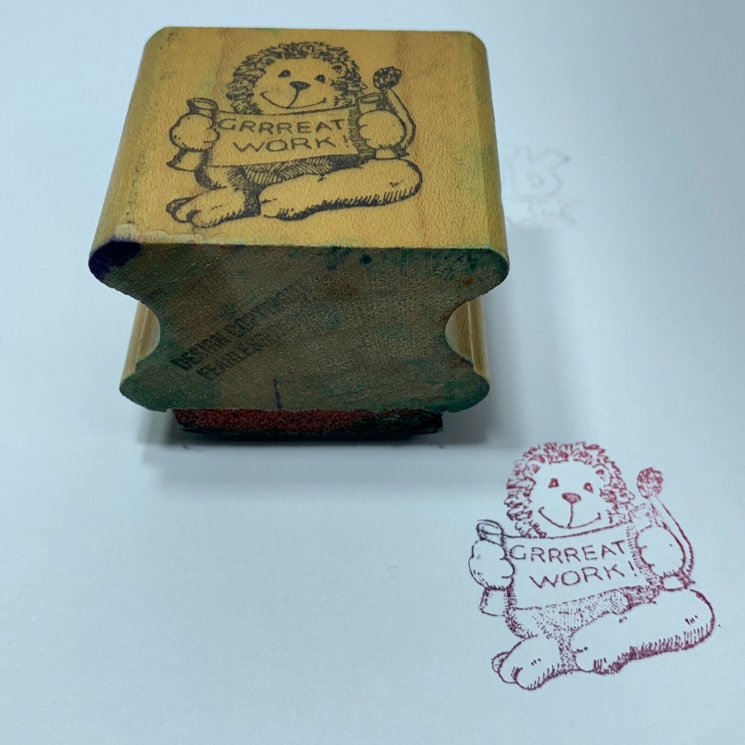 Great Work Lion Rubber Stamp Teacher School Fearless Design Vintage