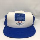 Vintage 1989 Olympics Johnson Controls USA Trucker Mesh Cap Hat SnapBack