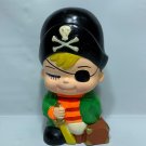 Vintage Boy Pirate Piggy Bank Ceramic Made In Japan w/ Stopper Jolly Roger 1960s