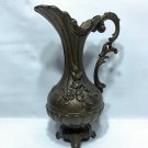 Vintage Cast Bronze Coated Pewter Vase Pitcher Made in Italy Floral Scroll