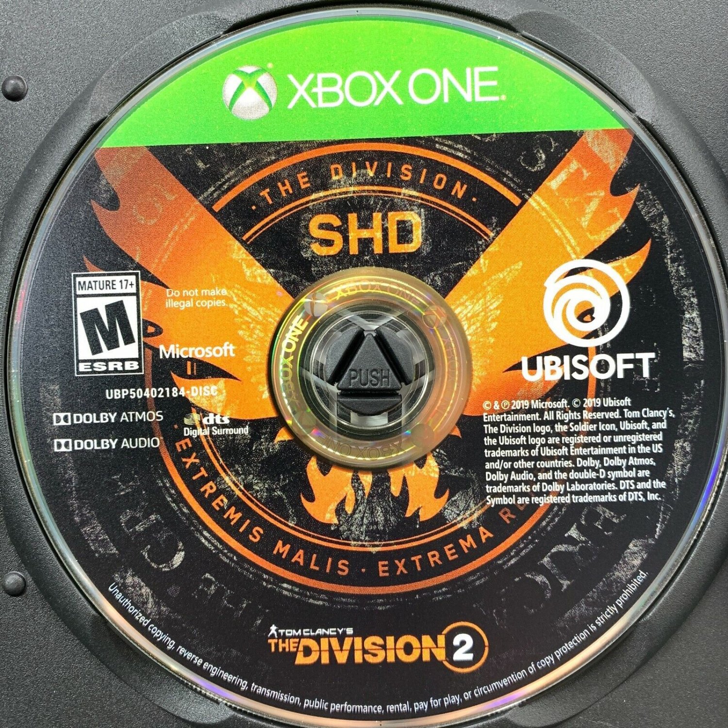 Xbox One The Division 2 Tom Clancy's Disc Only Tested Working Ubisoft