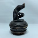 Wooden African Style Sitting Crocodile Carved Stopper Decorative Top