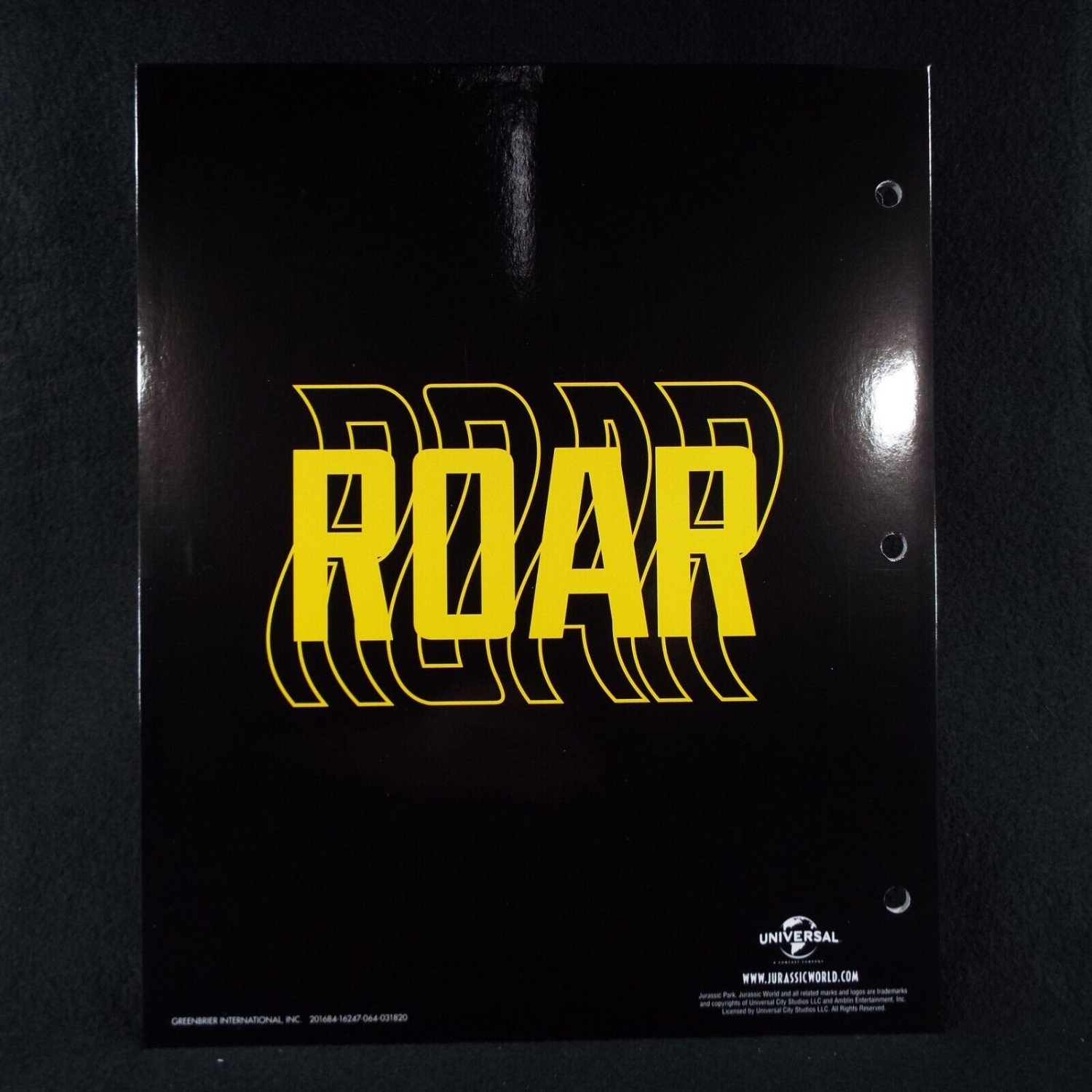 Jurassic World Indoraptor Folder Pocket Portfolio Dinosaur Park Roar