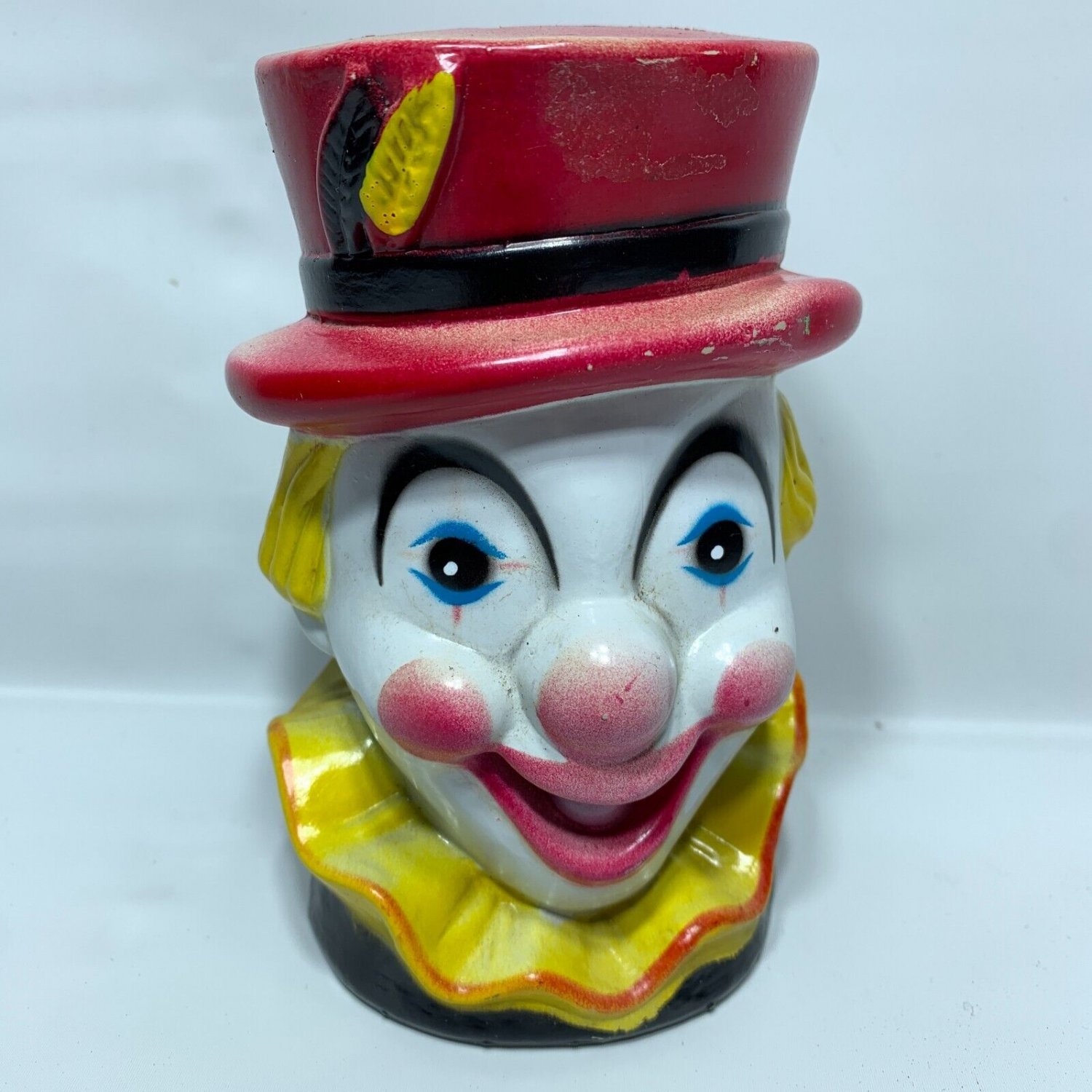 Vintage Plastic Clown Head Piggy Bank for Halloween Decoration Creepy