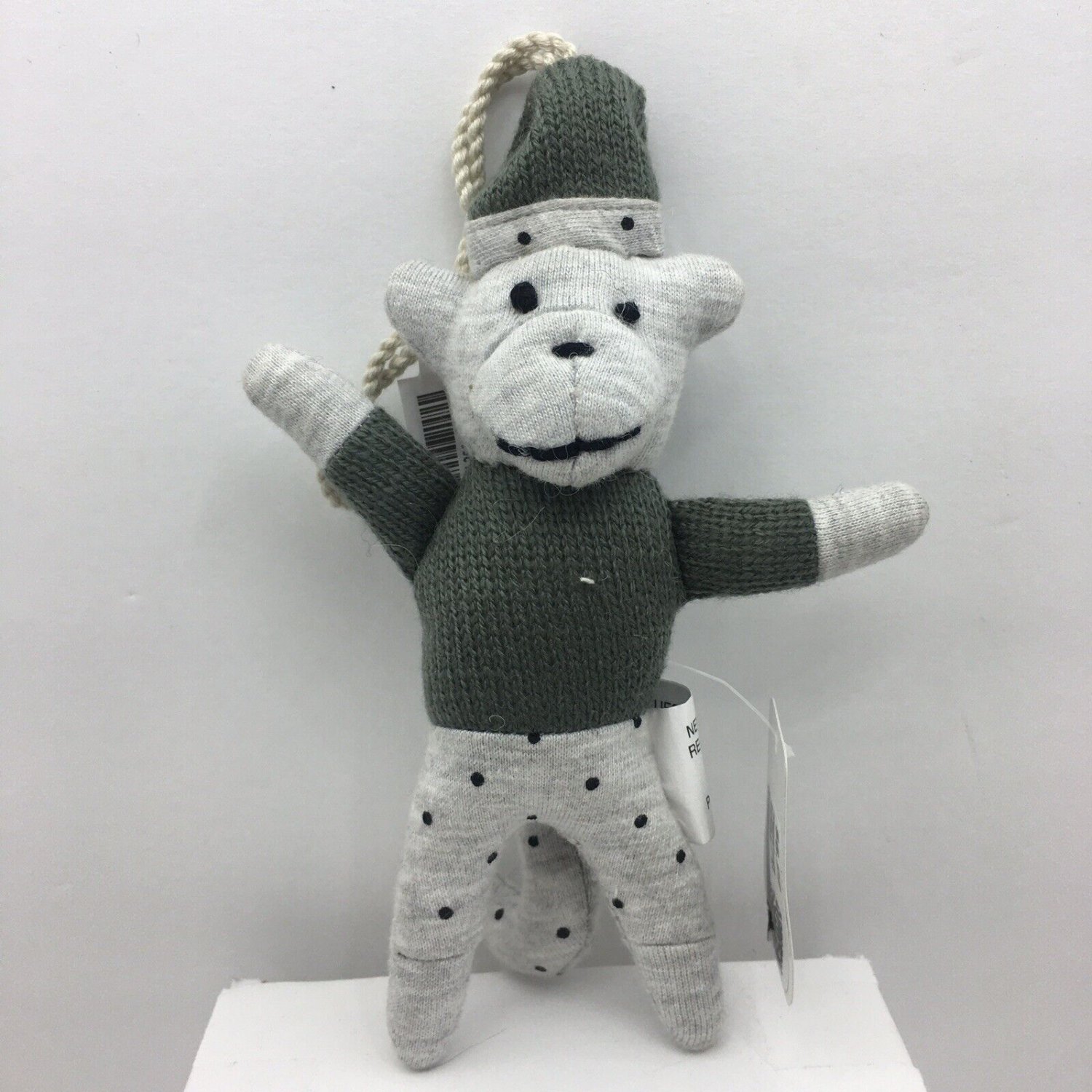 Pier 1 One Sock Monkey Plush Ornament Holding Flag Cute Baby Mobile Adorable