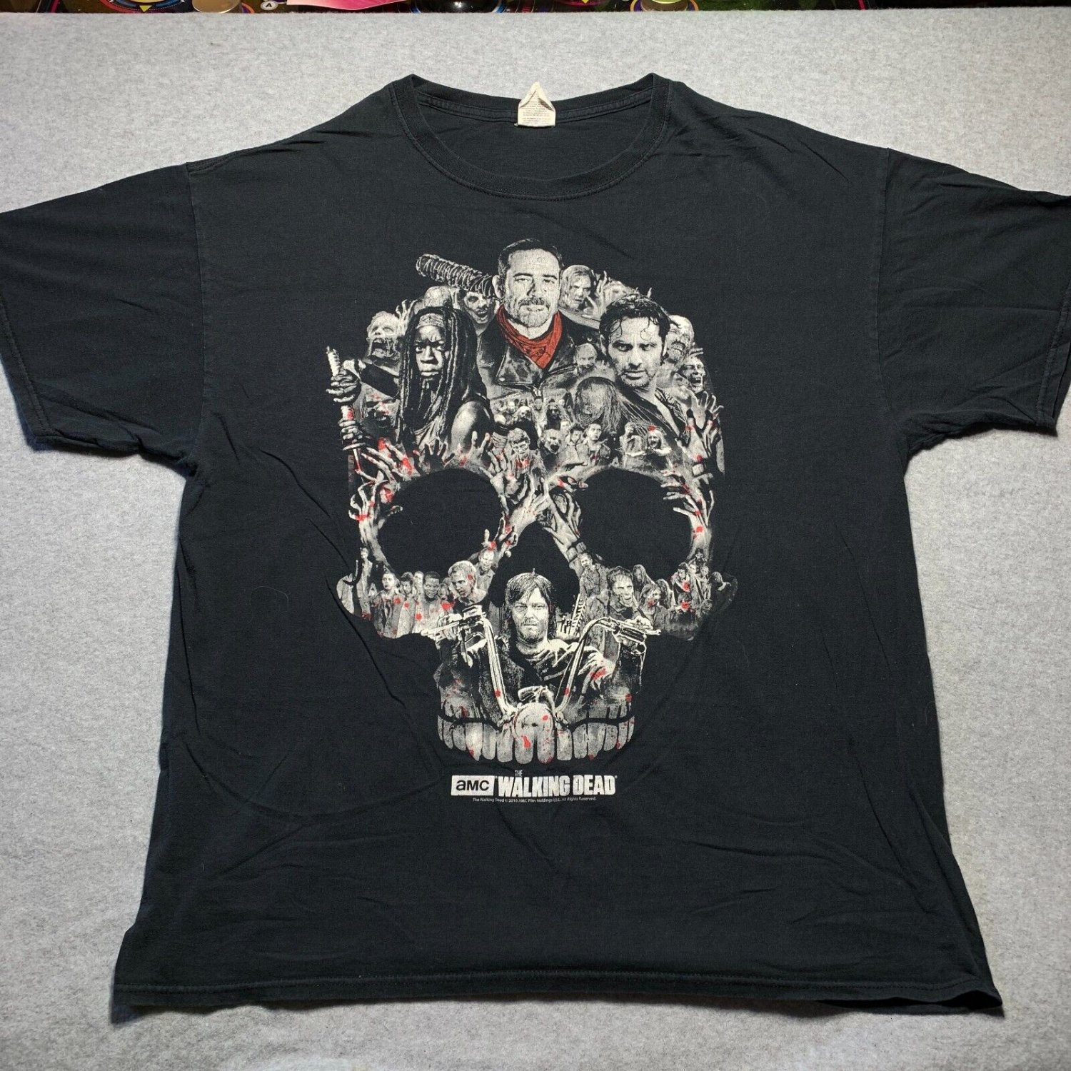 The Walking Dead AMC Skull Cast Design Black XL T-Shirt Darryl Dixon