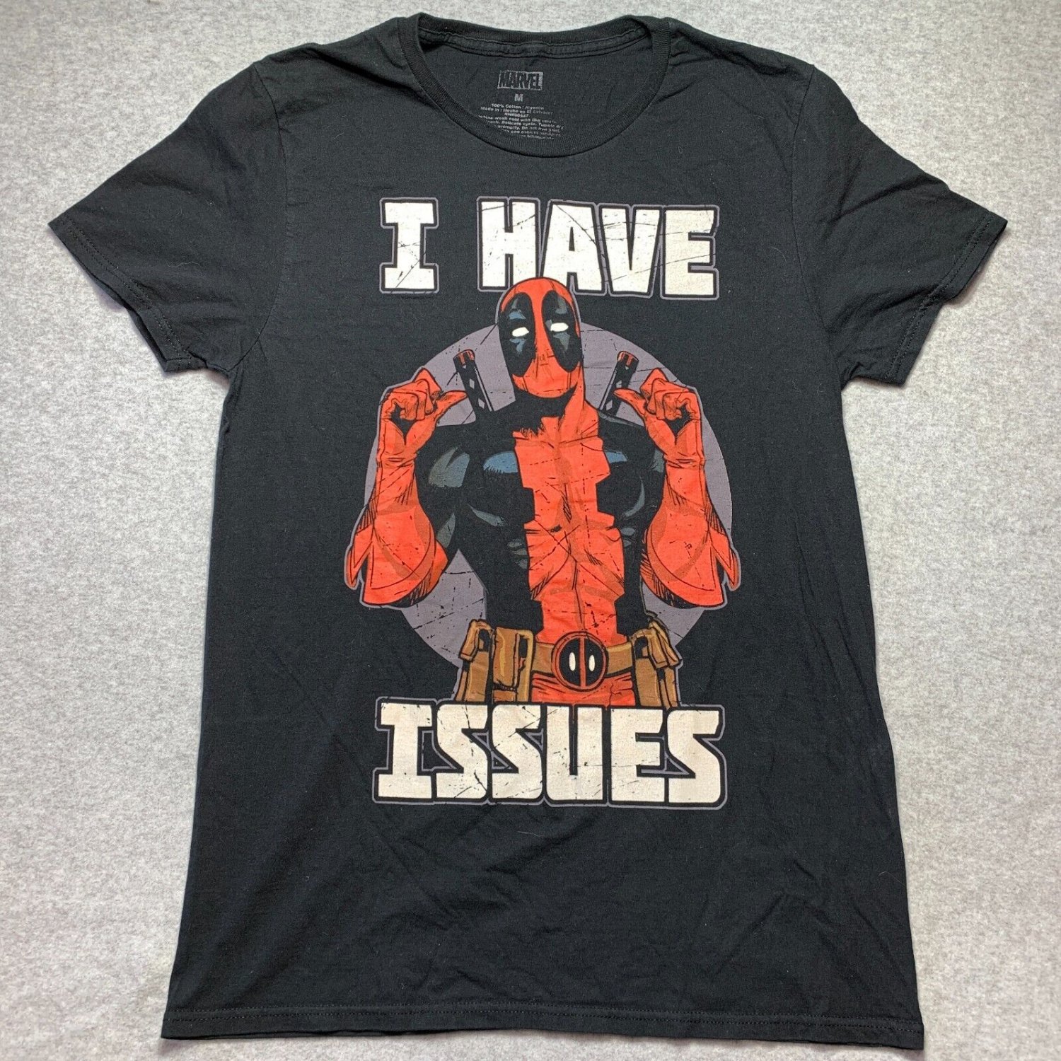 Marvel Deadpool I Have Issues Graphic M T-Shirt Funny