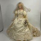 Vintage Porcelain Bride 13" Doll Christmas Tree Wedding Gown Hand Made By Pie