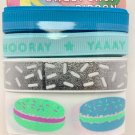 Gwen Studios Sweet Shop Ribbon Macaroons Sprinkles Blue Black 4 6 Ft pieces