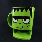Frankenstein Coffee Mug and Cookie Holder for Hot Cocoa Tea Biscuits Green