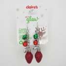 Claires Let It Glow Christmas Light Bulb with Bells Dangle Hook Earrings