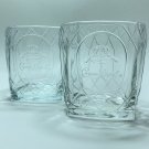 Crown Royal Set of 2 Glass Tumblers Embossed Diamond Pattern Logo