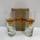 Hard Rock Cafe Set of 2 Tall Shot Glasses Osaka Japan Man Cave Bar Collector
