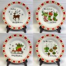 Set of 4 Kirklands Ceramic Christmas 8” Dessert Plates Holiday Themed